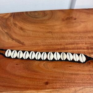 Shell Anklet Black Cord Boho Beach Summer Festival Seashell Charm